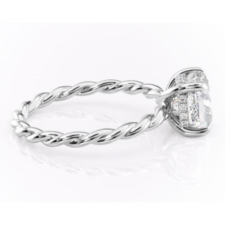 Inel de logodnă Anastasia din aur Alb 14kt cu moissanite tăietură pernă – Solitar rafinată pentru profil înalt | Personalizează și configurează gratuit online [1]