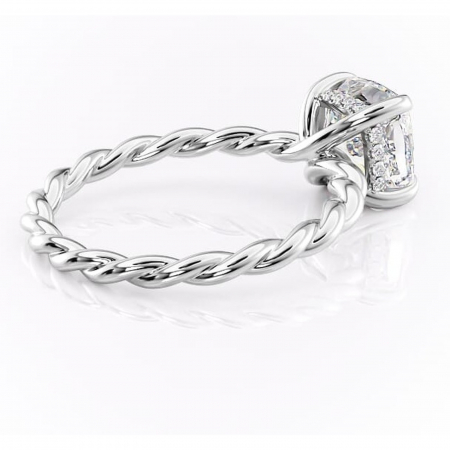 Inel de logodnă Anastasia din aur Alb 14kt cu moissanite tăietură pernă – Solitar rafinată pentru profil înalt | Personalizează și configurează gratuit online [2]