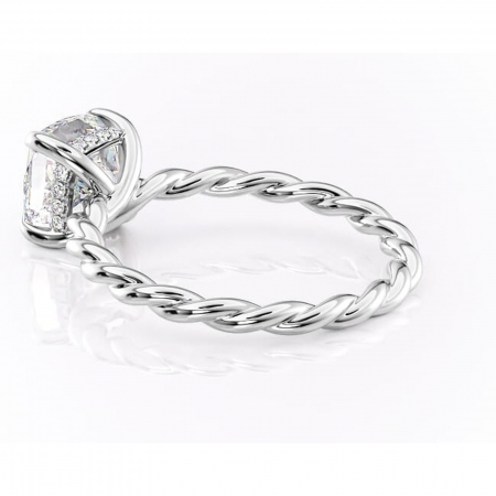 Inel de logodnă Anastasia din aur Alb 14kt cu moissanite tăietură pernă – Solitar rafinată pentru profil înalt | Personalizează și configurează gratuit online [4]