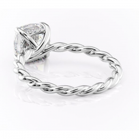 Inel de logodnă Anastasia din aur Alb 14kt cu moissanite tăietură pernă – Solitar rafinată pentru profil înalt | Personalizează și configurează gratuit online [3]