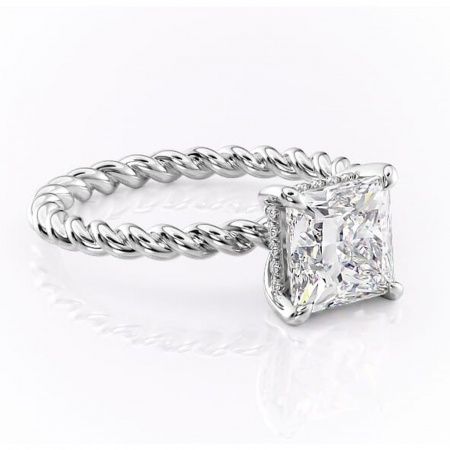 Alege forma Moissanit - Inel de logodnă Anastasia din aur Alb 14kt cu moissanite tăietură princess – Solitar rafinată pentru profil înalt | Personalizează și configurează gratuit online