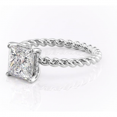 Inel de logodnă Anastasia din aur Alb 14kt cu moissanite tăietură princess – Solitar rafinată pentru profil înalt | Personalizează și configurează gratuit online [6]