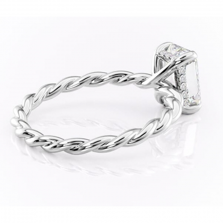 Inel de logodnă Anastasia din aur Alb 14kt cu moissanite tăietură radiantă – Solitar rafinată pentru profil înalt | Personalizează și configurează gratuit online [2]