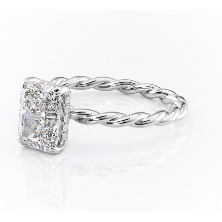 Inel de logodnă Anastasia din aur Alb 14kt cu moissanite tăietură radiantă – Solitar rafinată pentru profil înalt | Personalizează și configurează gratuit online [6]