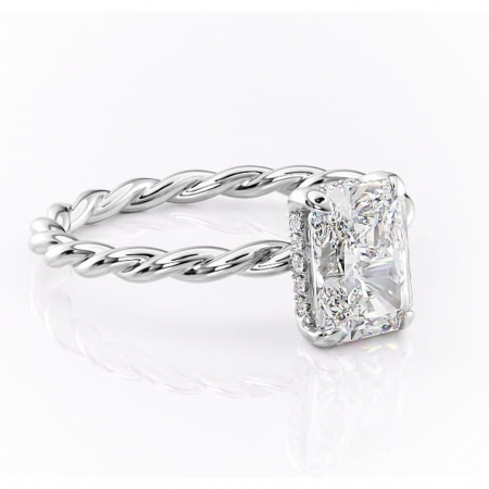 Alege forma Moissanit - Inel de logodnă Anastasia din aur Alb 14kt cu moissanite tăietură radiantă – Solitar rafinată pentru profil înalt | Personalizează și configurează gratuit online