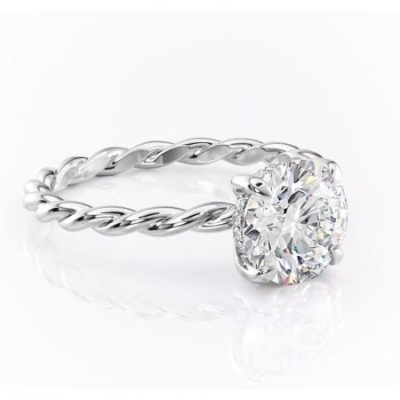 Alege forma Moissanit - Inel de logodnă Anastasia din aur Alb 14kt cu moissanite tăietură rotundă – Solitar rafinată pentru profil înalt | Personalizează și configurează gratuit online