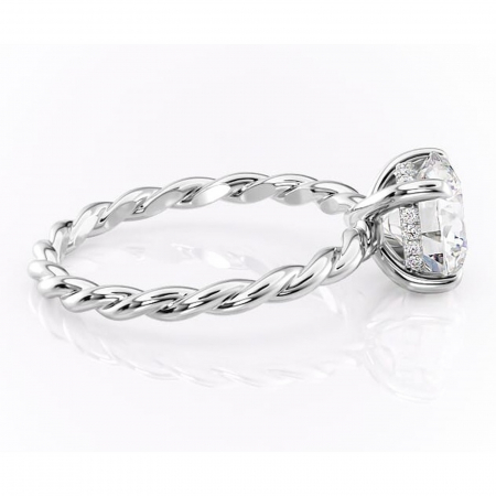 Inel de logodnă Anastasia din aur Alb 14kt cu moissanite tăietură rotundă – Solitar rafinată pentru profil înalt | Personalizează și configurează gratuit online [1]