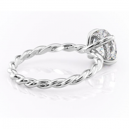 Inel de logodnă Anastasia din aur Alb 14kt cu moissanite tăietură rotundă – Solitar rafinată pentru profil înalt | Personalizează și configurează gratuit online [2]