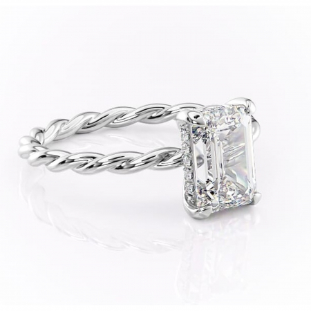 Smarald - Inel de logodnă Anastasia din aur Alb 14kt cu moissanite tăietură smarald – Solitar rafinată pentru profil înalt | Personalizează și configurează gratuit online