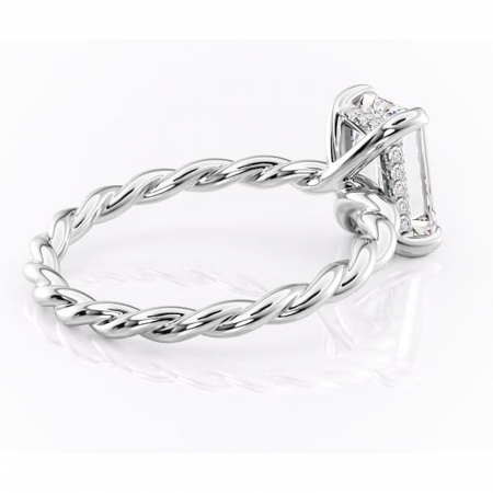 Inel de logodnă Anastasia din aur Alb 14kt cu moissanite tăietură smarald – Solitar rafinată pentru profil înalt | Personalizează și configurează gratuit online [2]