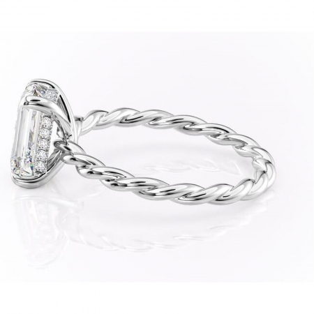 Inel de logodnă Anastasia din aur Alb 14kt cu moissanite tăietură smarald – Solitar rafinată pentru profil înalt | Personalizează și configurează gratuit online [5]