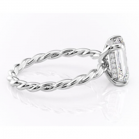 Inel de logodnă Anastasia din aur Alb 14kt cu moissanite tăietură smarald – Solitar rafinată pentru profil înalt | Personalizează și configurează gratuit online [1]