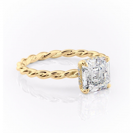 Aur galben - Inel de logodnă Anastasia din aur Galben 18kt cu moissanite tăietură asscher – Solitar rafinată pentru profil înalt | Personalizează și configurează gratuit online