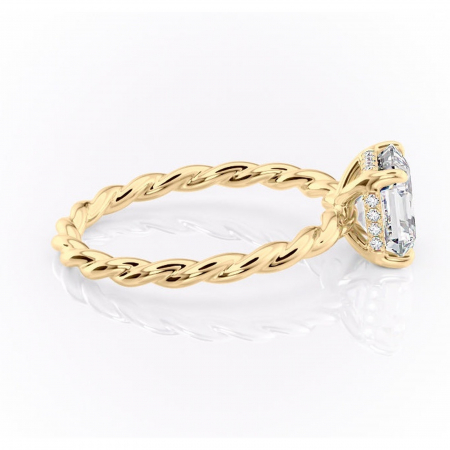 Inel de logodnă Anastasia din aur Galben 14kt cu moissanite tăietură asscher – Solitar rafinată pentru profil înalt | Personalizează și configurează gratuit online [1]