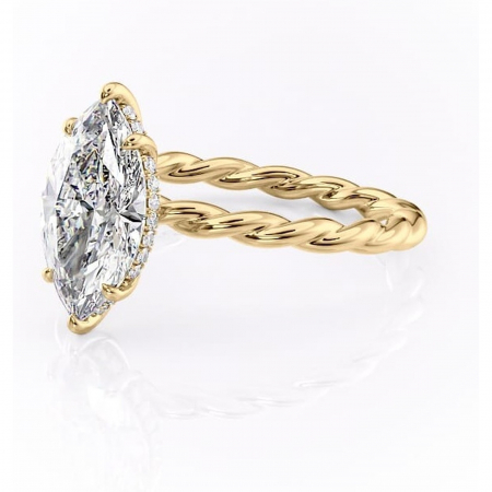 Inel de logodnă Anastasia din aur Galben 14kt cu moissanite tăietură marquise – Solitar rafinată pentru profil înalt | Personalizează și configurează gratuit online [6]