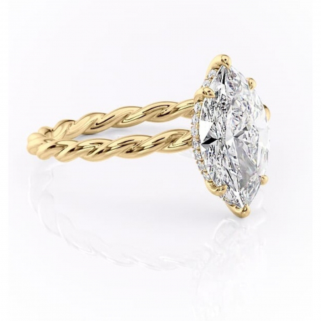 Aur galben - Inel de logodnă Anastasia din aur Galben 18kt cu moissanite tăietură marquise – Solitar rafinată pentru profil înalt | Personalizează și configurează gratuit online