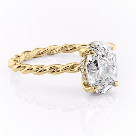 Inele de Logodnă - Inel de logodnă Anastasia din aur Galben 18kt cu moissanite tăietură ovală – Solitar rafinată pentru profil înalt | Personalizează și configurează gratuit online