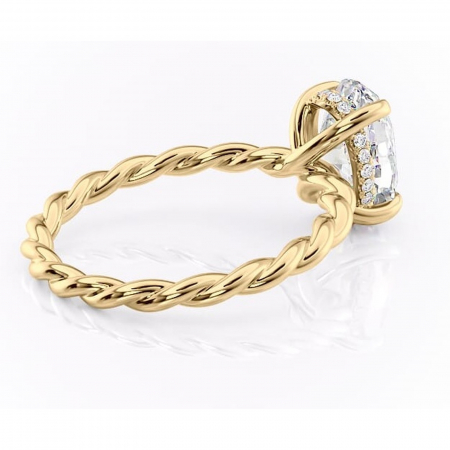 Inel de logodnă Anastasia din aur Galben 18kt cu moissanite tăietură ovală – Solitar rafinată pentru profil înalt | Personalizează și configurează gratuit online [2]