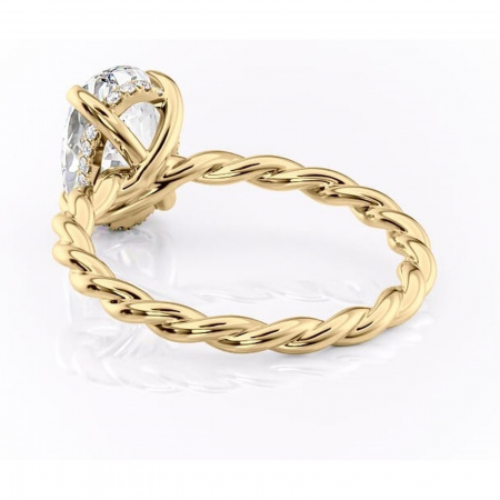 Inel de logodnă Anastasia din aur Galben 18kt cu moissanite tăietură ovală – Solitar rafinată pentru profil înalt | Personalizează și configurează gratuit online [3]