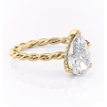 Inele de Logodnă - Inel de logodnă Anastasia din aur Galben 18kt cu moissanite tăietură pară – Solitar rafinată pentru profil înalt | Personalizează și configurează gratuit online