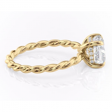 Inel de logodnă Anastasia din aur Galben 14kt cu moissanite tăietură pernă – Solitar rafinată pentru profil înalt | Personalizează și configurează gratuit online [1]