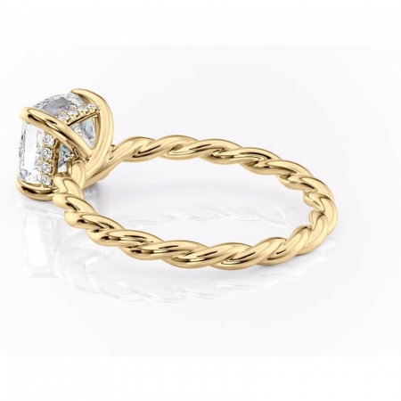 Inel de logodnă Anastasia din aur Galben 14kt cu moissanite tăietură pernă – Solitar rafinată pentru profil înalt | Personalizează și configurează gratuit online [4]