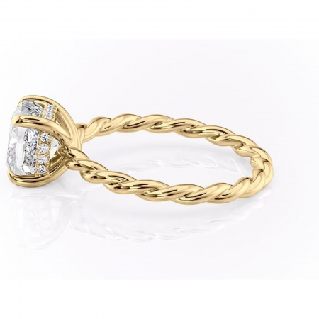 Inel de logodnă Anastasia din aur Galben 14kt cu moissanite tăietură pernă – Solitar rafinată pentru profil înalt | Personalizează și configurează gratuit online [5]