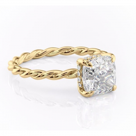 Aur galben - Inel de logodnă Anastasia din aur Galben 18kt cu moissanite tăietură pernă – Solitar rafinată pentru profil înalt | Personalizează și configurează gratuit online