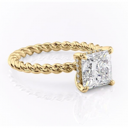 Aur galben - Inel de logodnă Anastasia din aur Galben 18kt cu moissanite tăietură princess – Solitar rafinată pentru profil înalt | Personalizează și configurează gratuit online