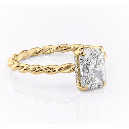 Aur galben - Inel de logodnă Anastasia din aur Galben 18kt cu moissanite tăietură radiantă – Solitar rafinată pentru profil înalt | Personalizează și configurează gratuit online