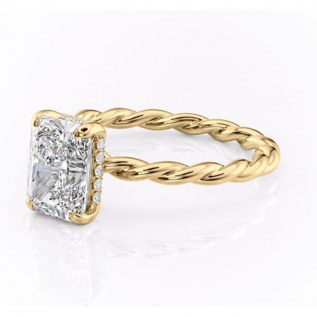 Inel de logodnă Anastasia din aur Galben 14kt cu moissanite tăietură radiantă – Solitar rafinată pentru profil înalt | Personalizează și configurează gratuit online [6]