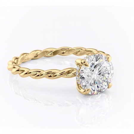 Inele de Logodnă - Inel de logodnă Anastasia din aur Galben 18kt cu moissanite tăietură rotundă – Solitar rafinată pentru profil înalt | Personalizează și configurează gratuit online