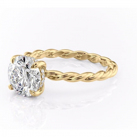 Inel de logodnă Anastasia din aur Galben 18kt cu moissanite tăietură rotundă – Solitar rafinată pentru profil înalt | Personalizează și configurează gratuit online [6]