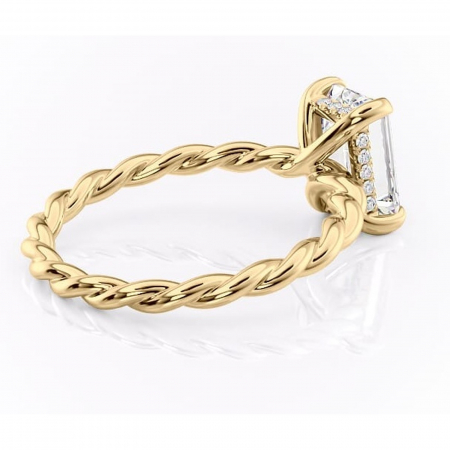 Inel de logodnă Anastasia din aur Galben 18kt cu moissanite tăietură smarald – Solitar rafinată pentru profil înalt | Personalizează și configurează gratuit online [2]