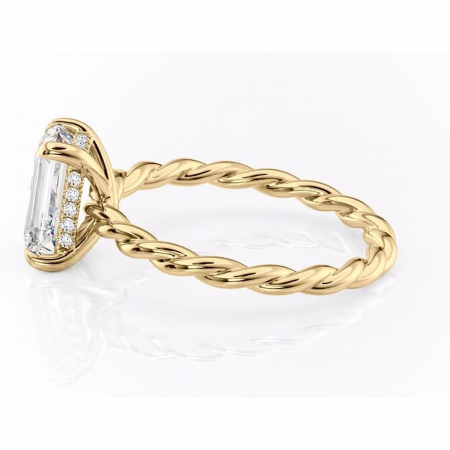 Inel de logodnă Anastasia din aur Galben 18kt cu moissanite tăietură smarald – Solitar rafinată pentru profil înalt | Personalizează și configurează gratuit online [5]