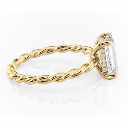 Inel de logodnă Anastasia din aur Galben 18kt cu moissanite tăietură smarald – Solitar rafinată pentru profil înalt | Personalizează și configurează gratuit online [1]