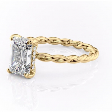 Inel de logodnă Anastasia din aur Galben 18kt cu moissanite tăietură smarald – Solitar rafinată pentru profil înalt | Personalizează și configurează gratuit online [6]