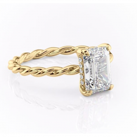 Aur galben - Inel de logodnă Anastasia din aur Galben 18kt cu moissanite tăietură smarald – Solitar rafinată pentru profil înalt | Personalizează și configurează gratuit online