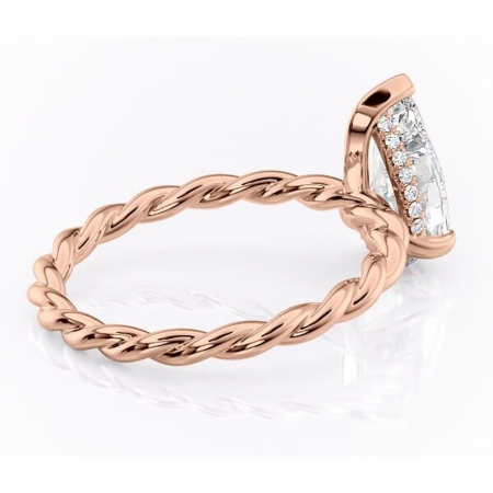 Inel de logodnă Anastasia din aur Rose 14kt cu moissanite tăietură pară – Solitar rafinată pentru profil înalt | Personalizează și configurează gratuit online [2]