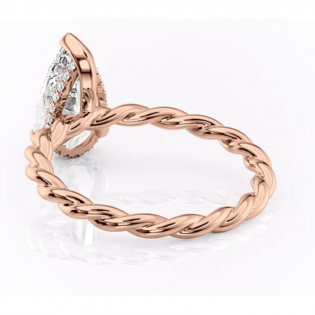 Inel de logodnă Anastasia din aur Rose 14kt cu moissanite tăietură pară – Solitar rafinată pentru profil înalt | Personalizează și configurează gratuit online [3]