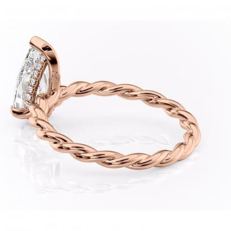 Inel de logodnă Anastasia din aur Rose 14kt cu moissanite tăietură pară – Solitar rafinată pentru profil înalt | Personalizează și configurează gratuit online [4]