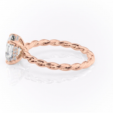 Inel de logodnă Anastasia din aur Rose 18kt cu moissanite tăietură asscher – Solitar rafinată pentru profil înalt | Personalizează și configurează gratuit online [5]