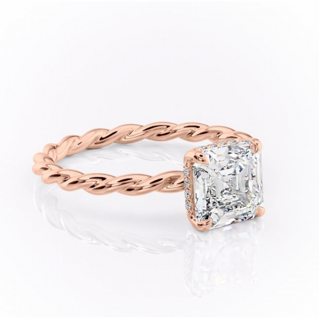 Aur roz - Inel de logodnă Anastasia din aur Rose 18kt cu moissanite tăietură asscher – Solitar rafinată pentru profil înalt | Personalizează și configurează gratuit online
