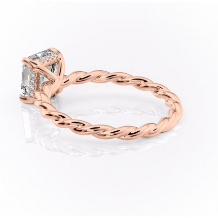 Inel de logodnă Anastasia din aur Rose 18kt cu moissanite tăietură asscher – Solitar rafinată pentru profil înalt | Personalizează și configurează gratuit online [4]