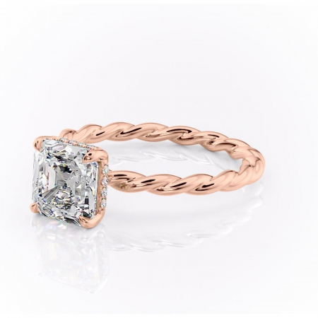 Inel de logodnă Anastasia din aur Rose 18kt cu moissanite tăietură asscher – Solitar rafinată pentru profil înalt | Personalizează și configurează gratuit online [6]