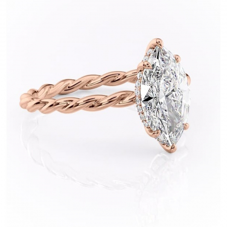 Aur roz - Inel de logodnă Anastasia din aur Rose 18kt cu moissanite tăietură marquise – Solitar rafinată pentru profil înalt | Personalizează și configurează gratuit online