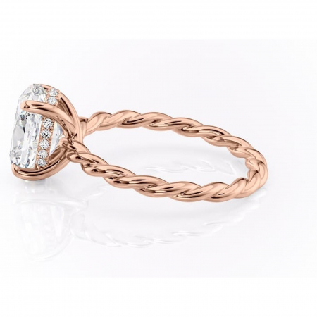 Inel de logodnă Anastasia din aur Rose 18kt cu moissanite tăietură ovală – Solitar rafinată pentru profil înalt | Personalizează și configurează gratuit online [5]