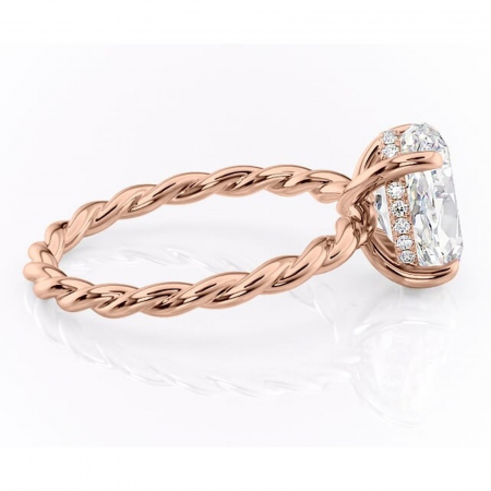 Inel de logodnă Anastasia din aur Rose 18kt cu moissanite tăietură ovală – Solitar rafinată pentru profil înalt | Personalizează și configurează gratuit online [1]