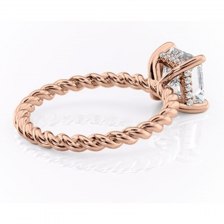 Inel de logodnă Anastasia din aur Rose 14kt cu moissanite tăietură princess – Solitar rafinată pentru profil înalt | Personalizează și configurează gratuit online [2]