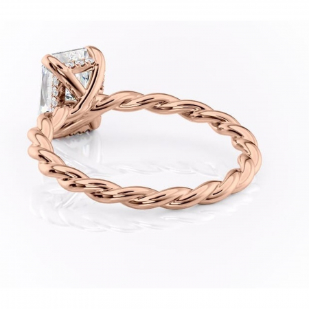 Inel de logodnă Anastasia din aur Rose 14kt cu moissanite tăietură radiantă – Solitar rafinată pentru profil înalt | Personalizează și configurează gratuit online [3]